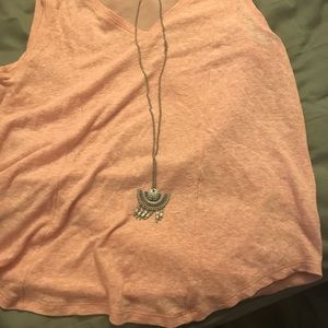 Pink tank with necklace